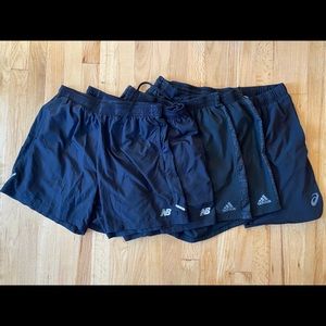 5 pairs of adidas/new balance/ASICs shorts